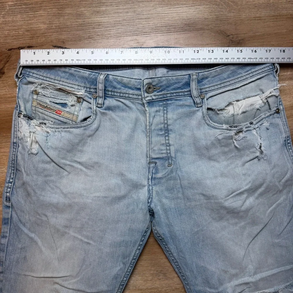 Diesel Zatiny Jeans Mens 34x34 Light Wash Distressed Bootcut Denim 008W7 Stretch - Picture 13 of 16